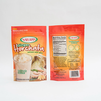 14OZ Printed Plastic Stand Up Pouch Instant Rice Custom Ziplock Packaging Bags