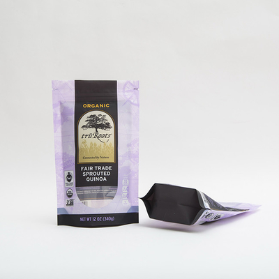 12OZ 340g Food Packaging Ziplock Bag Zipper Standing Zipper Pouch For Sprouted Quinoa