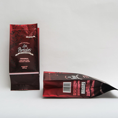 454g 280 X 100mm Printed Flat Bottom Coffee Bags With Valve For Coffee Beans BOPP