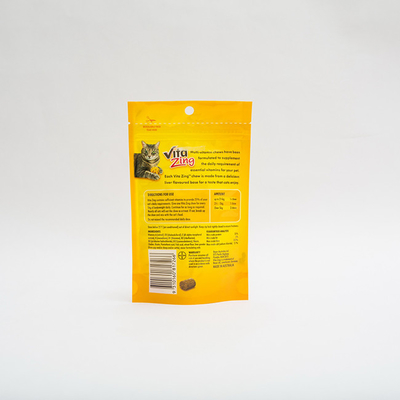 92 Microns PE80 Stand Up Pet Food Packaging Bag Plastic Multivitamin Cat Food Package