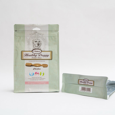 17.77OZ 75mm Pet Food Packaging Bag Doggy Dental Chews Flat Bottom Pouch With Zipper