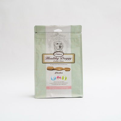 17.77OZ 75mm Pet Food Packaging Bag Doggy Dental Chews Flat Bottom Pouch With Zipper