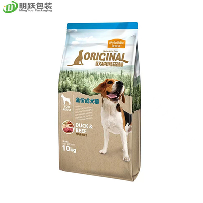 Shiny Glossy 10kg Pet Food Packaging Bag For Dog Food  Quad Seal Side Gusset Zip Lock